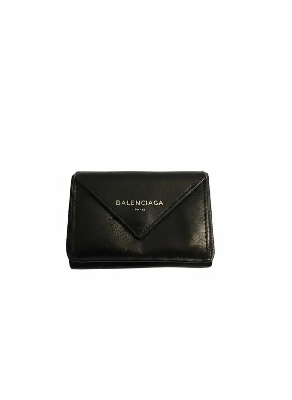 Balenciaga Papier Mini Trifold Wallet in Black Leather